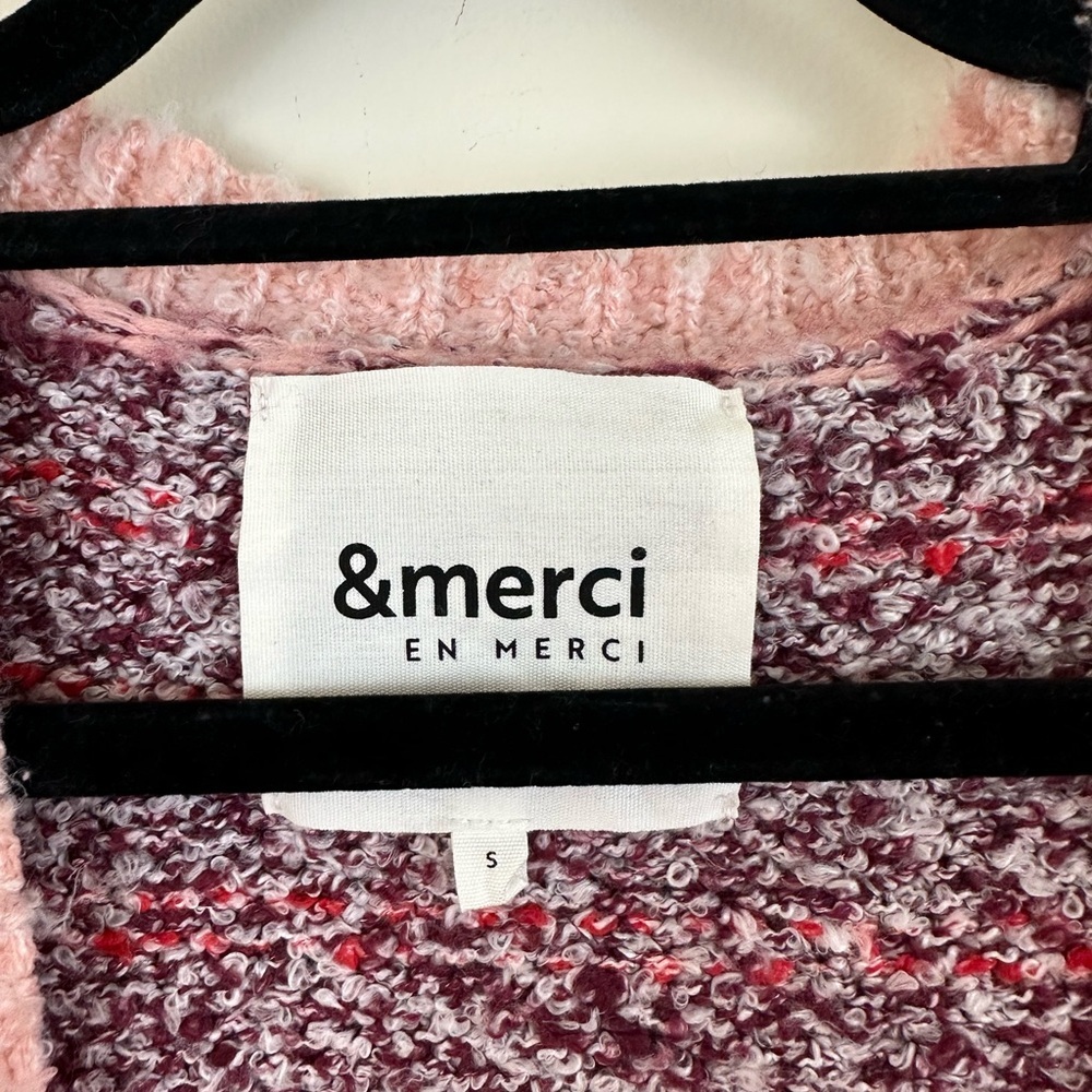 &Merci Colorful Pink Floral Open Cardigan Sweater Oversized Size Small - Picture 3 of 6